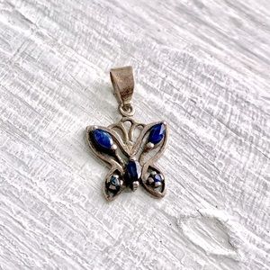 Gorgeous Vintage 5 Sapphire Sterling Butterfly Pendant 🦋September Babies!🦋